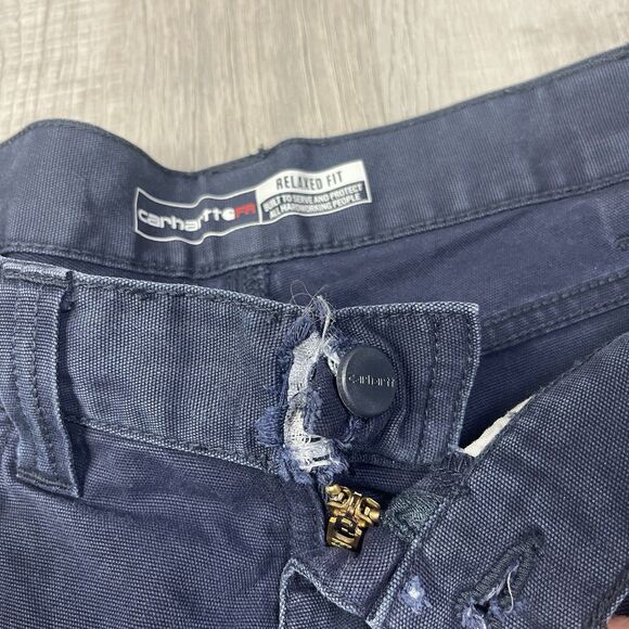 READ Carhartt FR Cat2 36x30 Men Flame Resistant Navy Relaxed Pants BN2517-FRM Q - Picture 8 of 15
